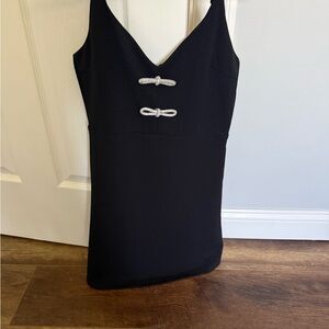 Lulu's Black Mini Dress with Silver Details